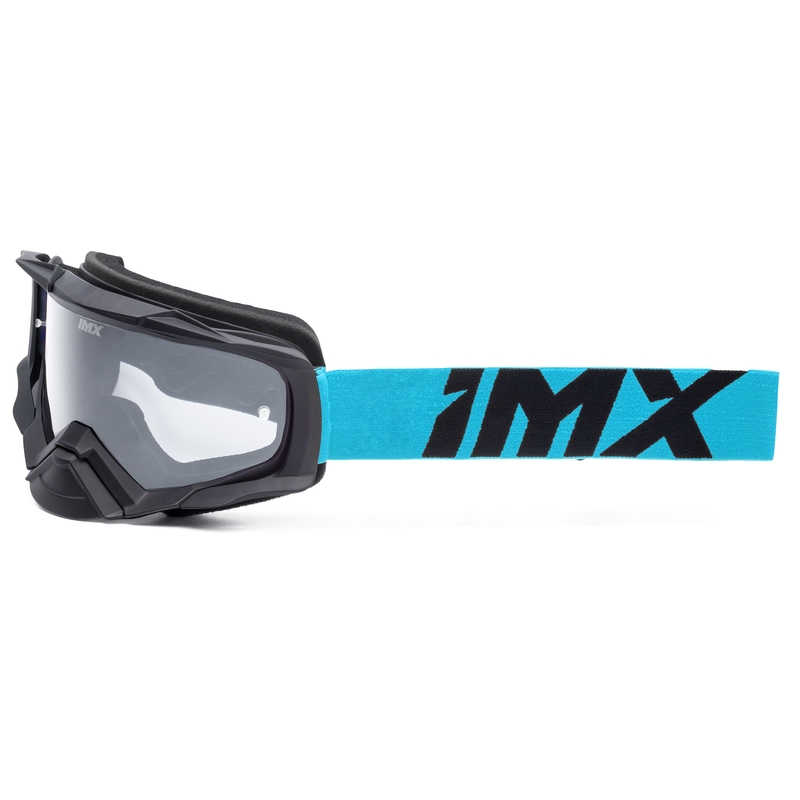Motocross lasit iMX Dust musta ja sininen kirkkaalla pleksillä.