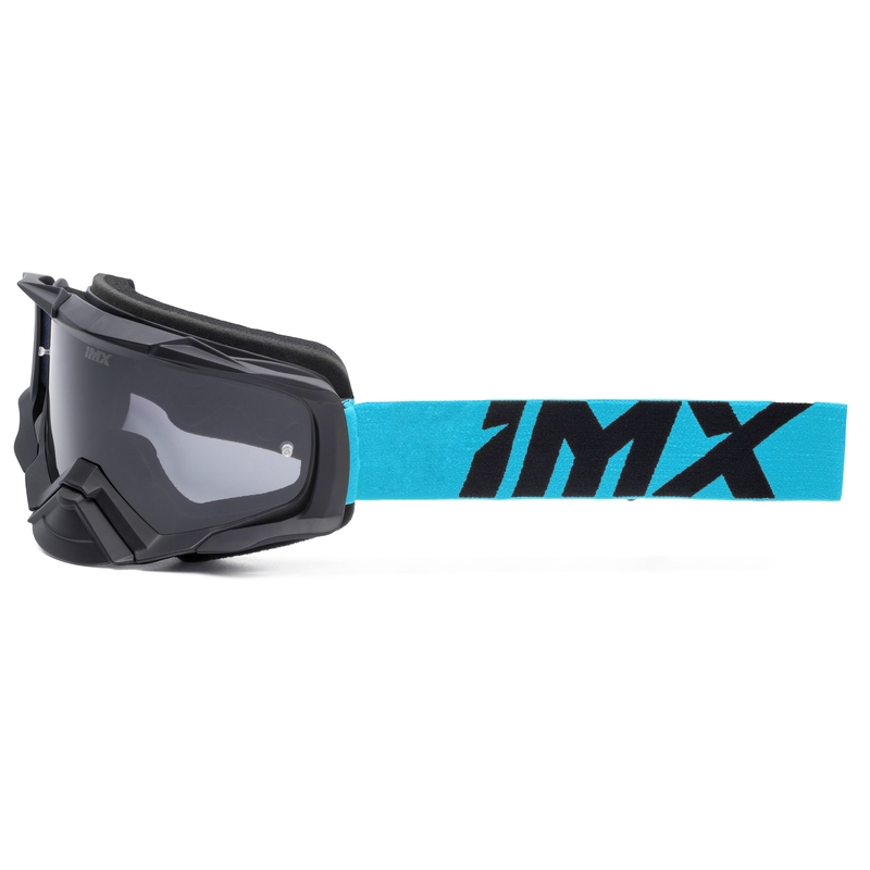 Motocross lasit iMX Dust musta ja sininen kirkkaalla pleksillä.