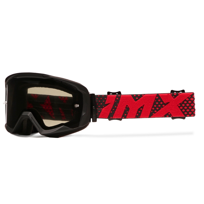 iMX Endurance Flip -motocrosslasit, musta-punainen, savupleksilasilla