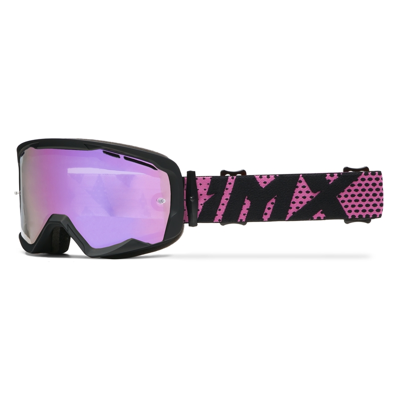Motocross lasit iMX Endurance Flip musta ja vaaleanpunainen iridium plexi lasilla