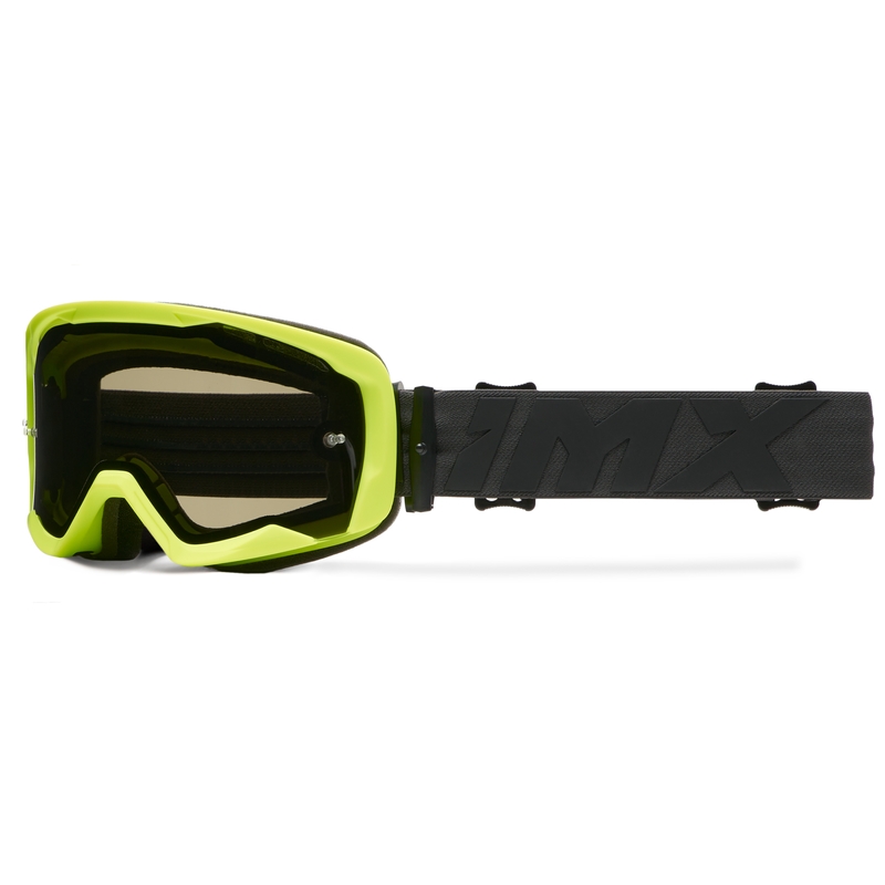 iMX Endurance Flip fluo-kelta-mustat moottoripyöräilylasit kirkkaalla pleksillä.