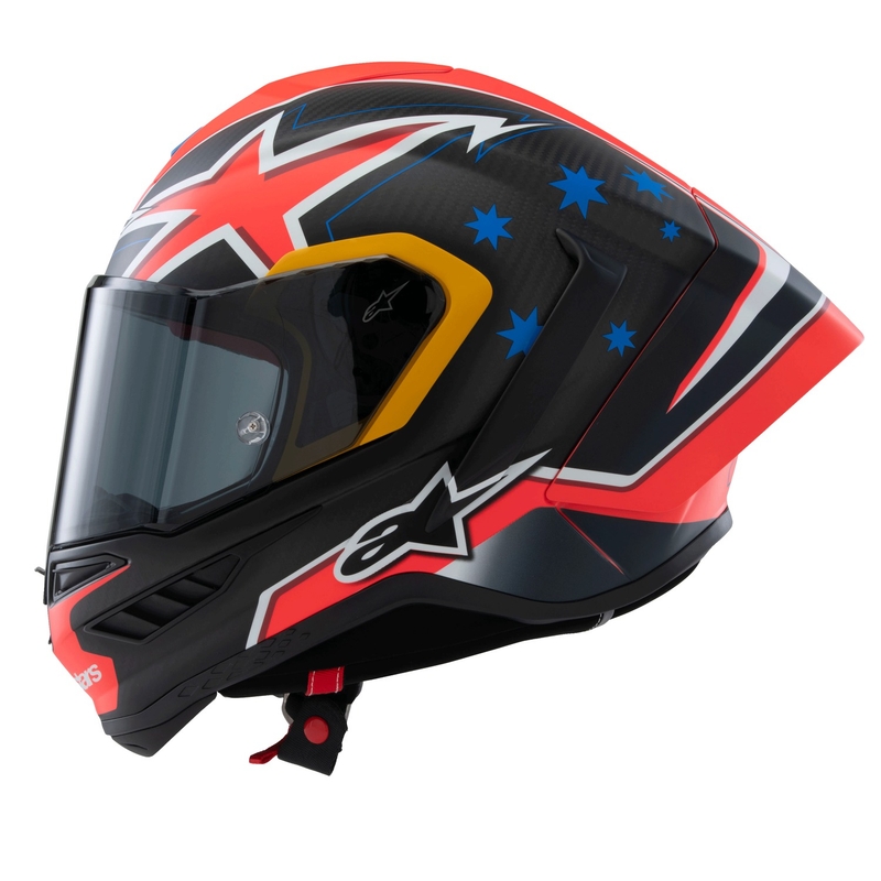 Alpinestars Supertech R10 rajoitettu painos Jack Miller matta hiili punainen-sininen-kelta-valkoinen integraali moottoripyöräilykypärä