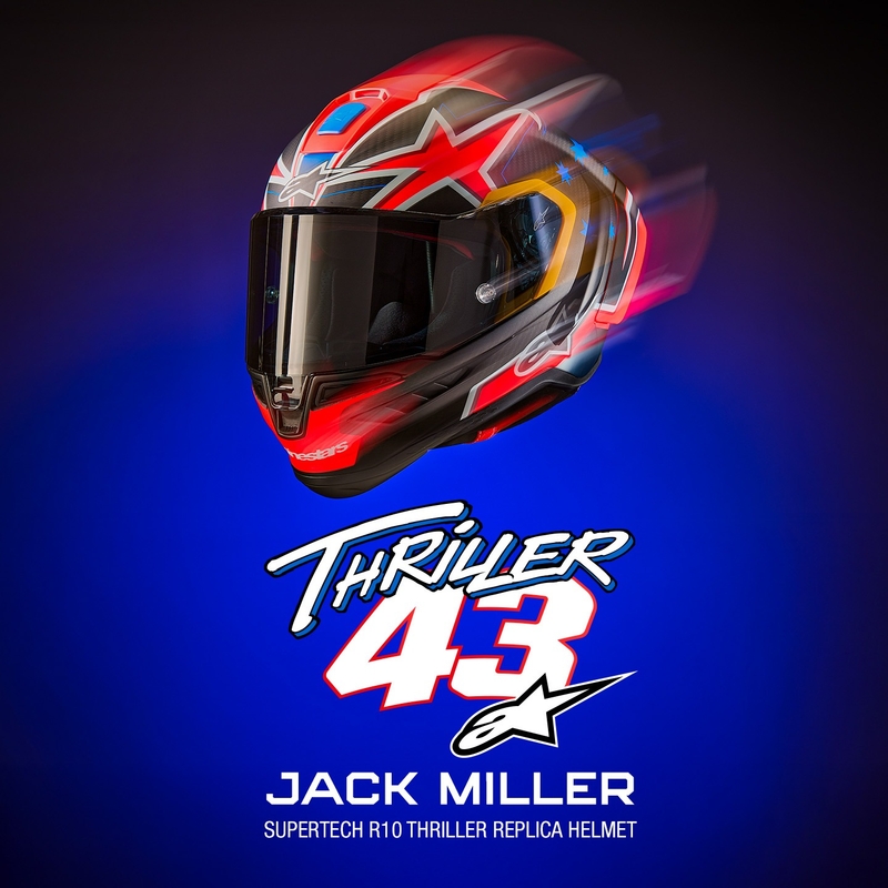 Alpinestars Supertech R10 rajoitettu painos Jack Miller matta hiili punainen-sininen-kelta-valkoinen integraali moottoripyöräilykypärä