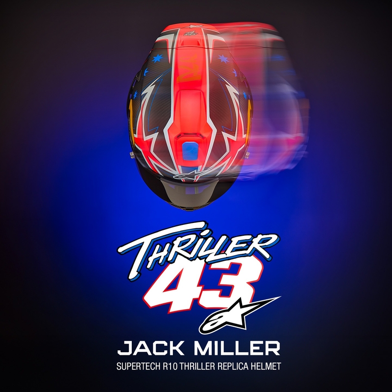 Alpinestars Supertech R10 rajoitettu painos Jack Miller matta hiili punainen-sininen-kelta-valkoinen integraali moottoripyöräilykypärä