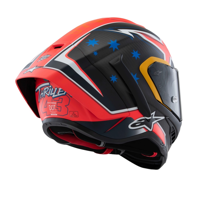 Alpinestars Supertech R10 rajoitettu painos Jack Miller matta hiili punainen-sininen-kelta-valkoinen integraali moottoripyöräilykypärä
