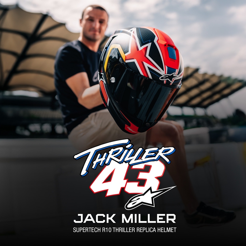 Alpinestars Supertech R10 rajoitettu painos Jack Miller matta hiili punainen-sininen-kelta-valkoinen integraali moottoripyöräilykypärä