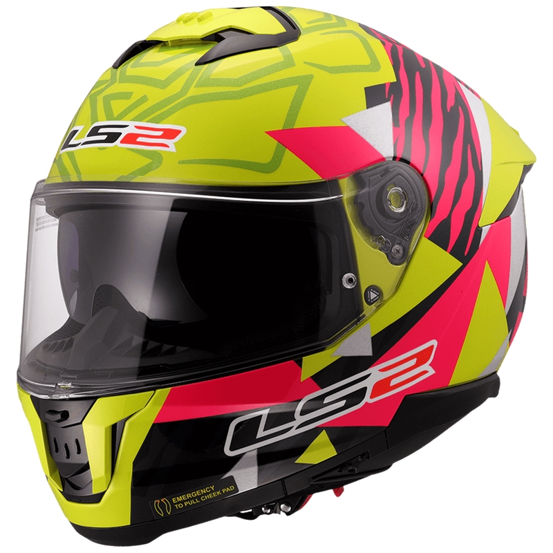 LS2 FF808 Stream II Tiger fluo keltainen-vaaleanpunainen integroitu moottoripyöräilykypärä