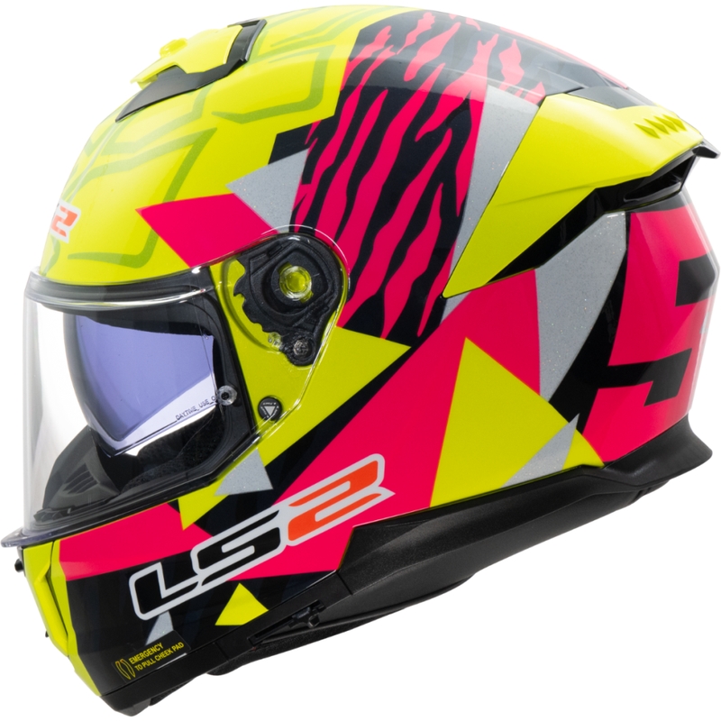 LS2 FF808 Stream II Tiger fluo keltainen-vaaleanpunainen integroitu moottoripyöräilykypärä