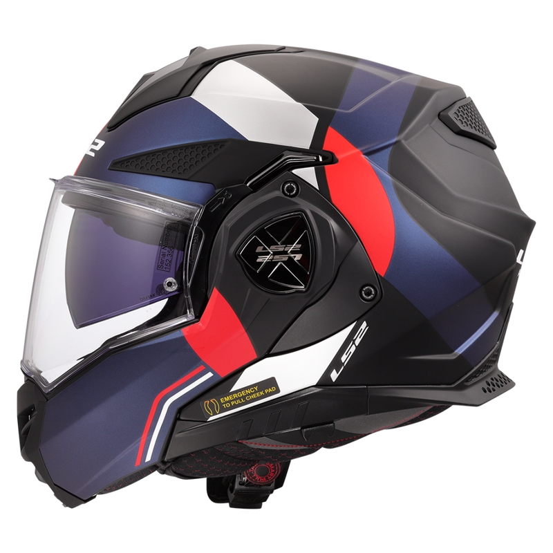 LS2 FF901 Advant X Ultra sinipunainen flip-up moottoripyöräkypärä, sininen ja punainen