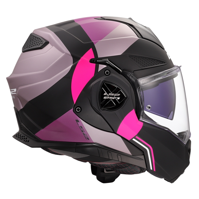 LS2 FF901 Advant X Ultra harmaa-violetti flip-up moottoripyöräilykypärä