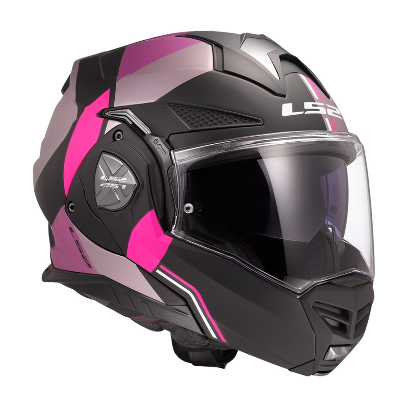 LS2 FF901 Advant X Ultra harmaa-violetti flip-up moottoripyöräilykypärä