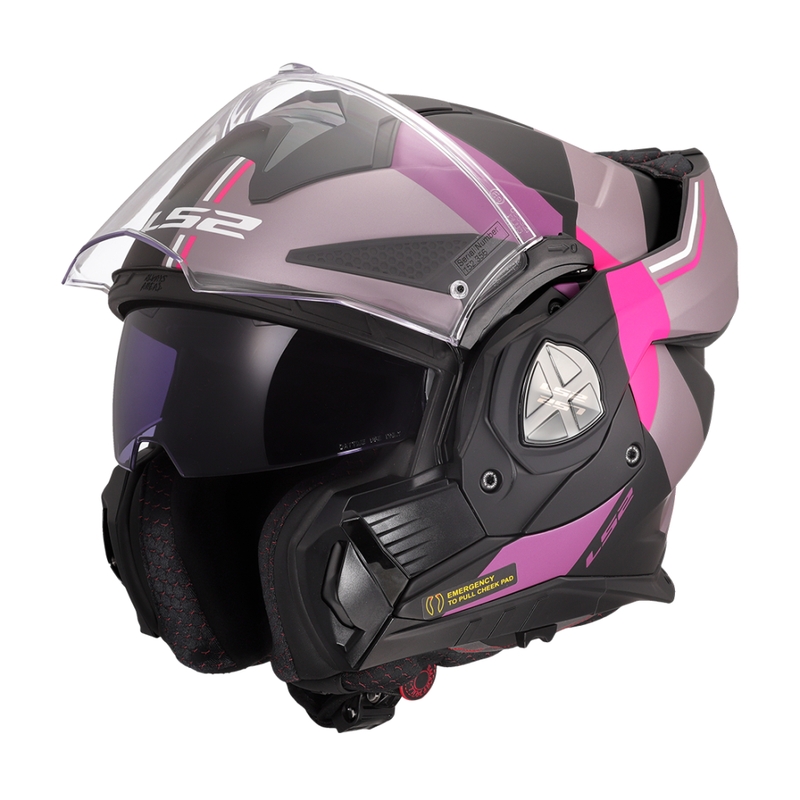 LS2 FF901 Advant X Ultra harmaa-violetti flip-up moottoripyöräilykypärä