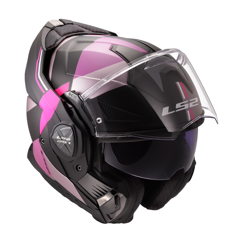 LS2 FF901 Advant X Ultra harmaa-violetti flip-up moottoripyöräilykypärä