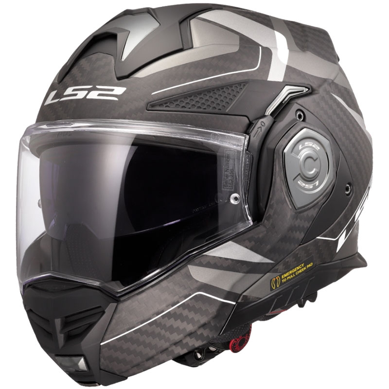 LS2 FF901 Advant X C Horizon hopeanharmaa flip-up moottoripyöräilykypärä
