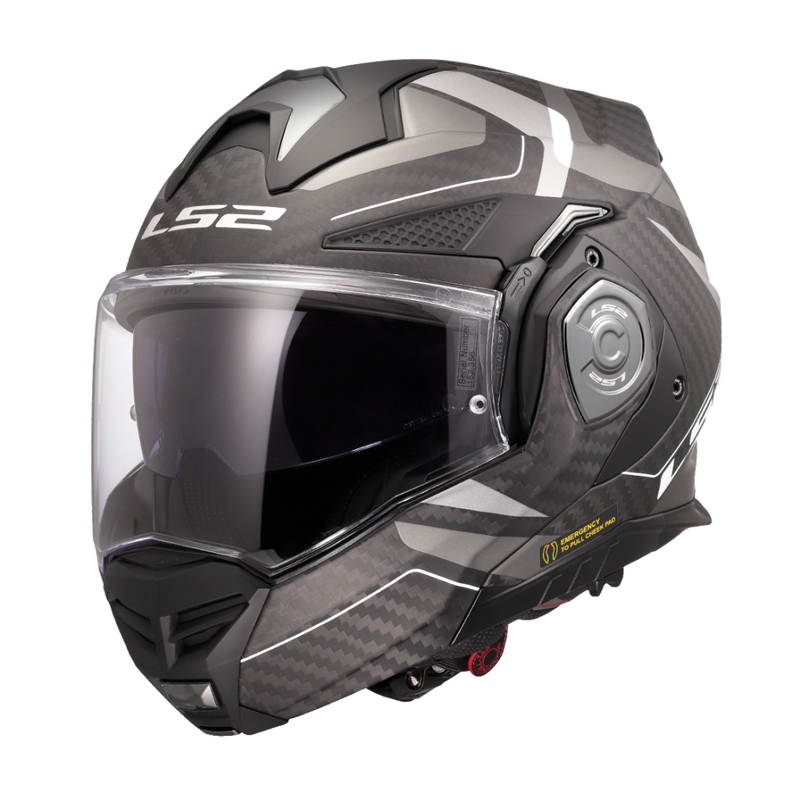 LS2 FF901 Advant X C Horizon hopeanharmaa flip-up moottoripyöräilykypärä
