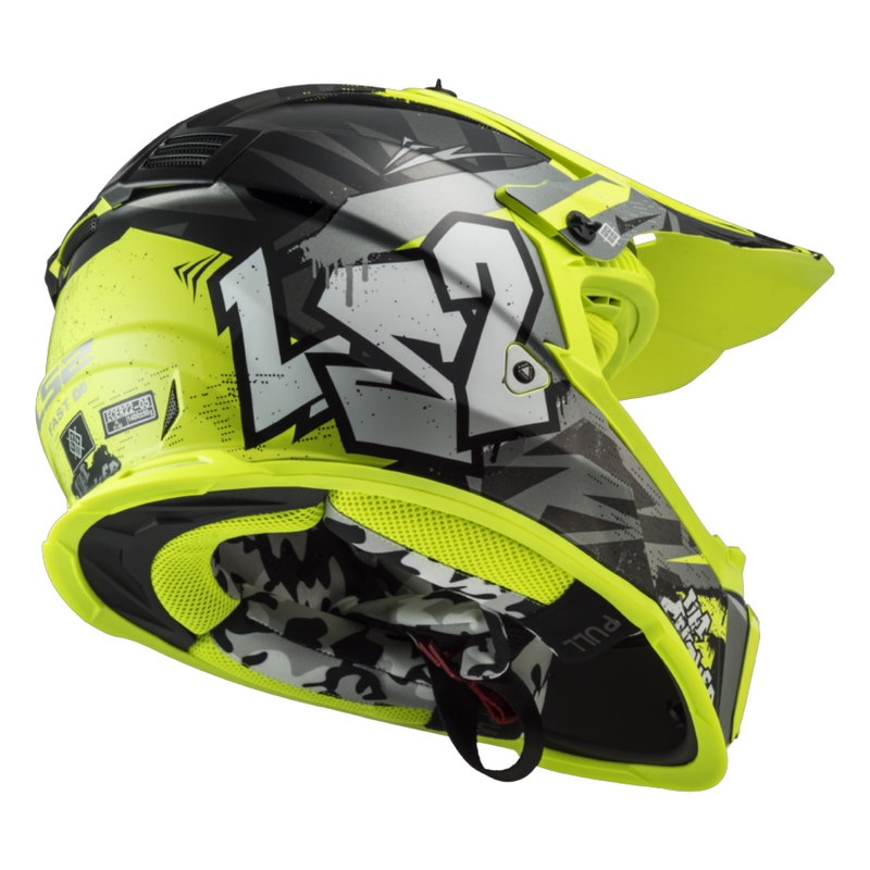Lasten motocross kypärä LS2 MX437 Fast EVO Mini Crusher musta-keltainen