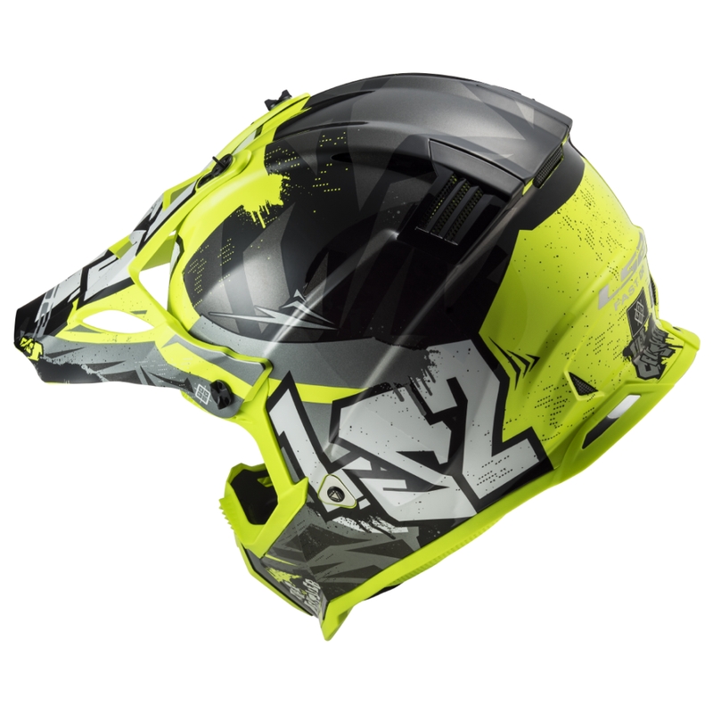 Lasten motocross kypärä LS2 MX437 Fast EVO Mini Crusher musta-keltainen