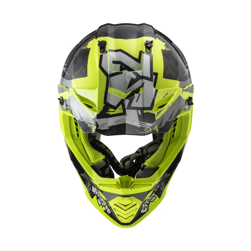 Lasten motocross kypärä LS2 MX437 Fast EVO Mini Crusher musta-keltainen