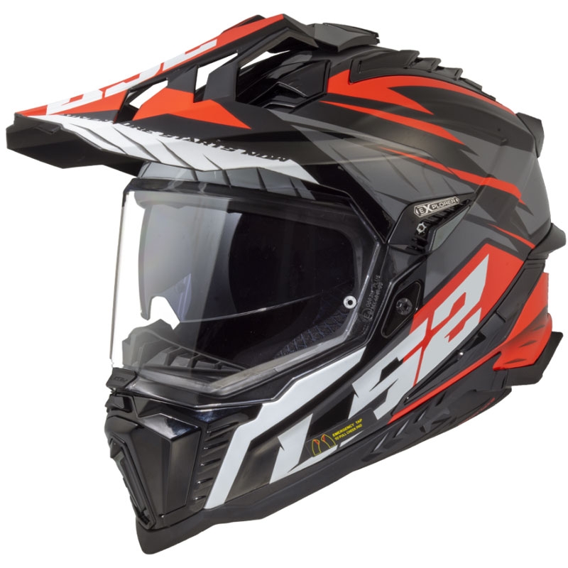 Enduro moottoripyöräilykypärä LS2 MX701 Explorer Spire musta-harmaa-punainen