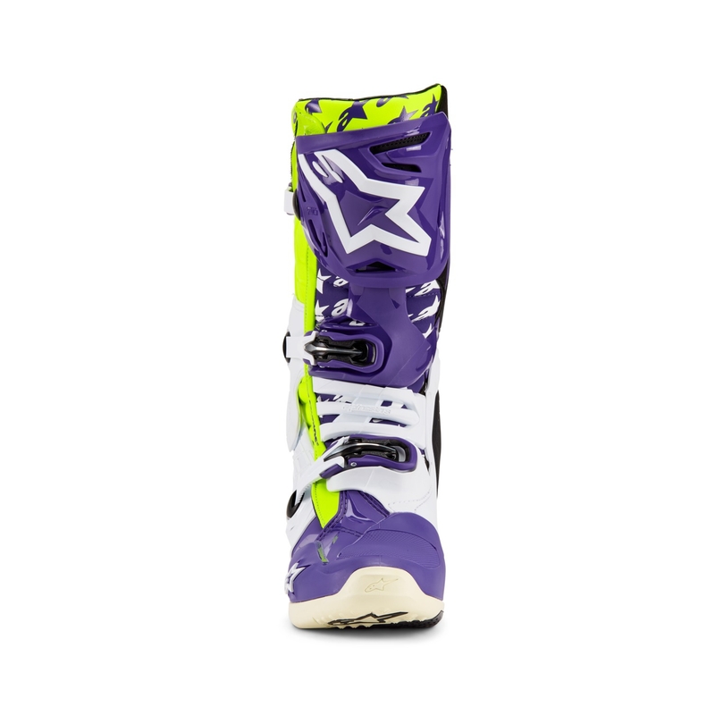 Alpinestars TECH 10 rajoitettu painos Dirt Studios violetti-valkoinen-fluo keltainen moottoripyörä saappaat