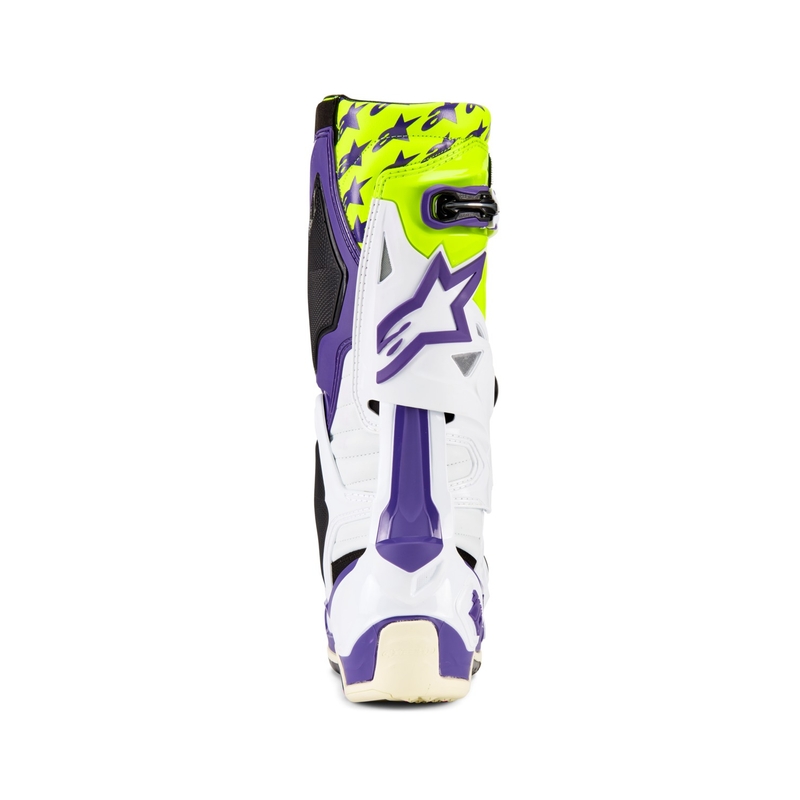 Alpinestars TECH 10 rajoitettu painos Dirt Studios violetti-valkoinen-fluo keltainen moottoripyörä saappaat