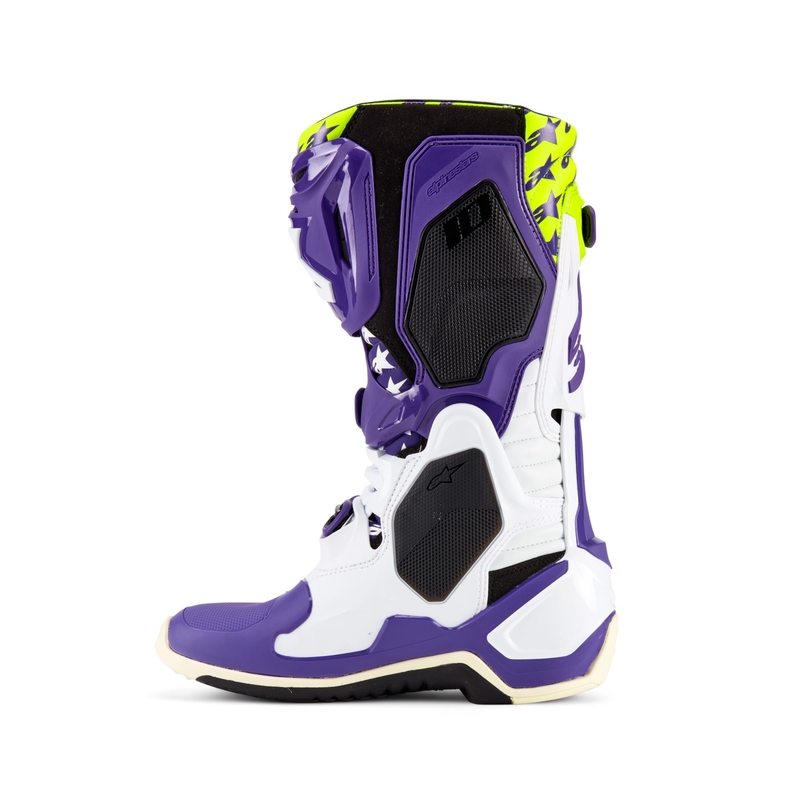 Alpinestars TECH 10 rajoitettu painos Dirt Studios violetti-valkoinen-fluo keltainen moottoripyörä saappaat