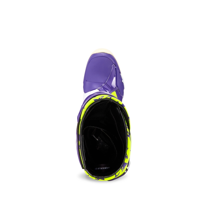 Alpinestars TECH 10 rajoitettu painos Dirt Studios violetti-valkoinen-fluo keltainen moottoripyörä saappaat