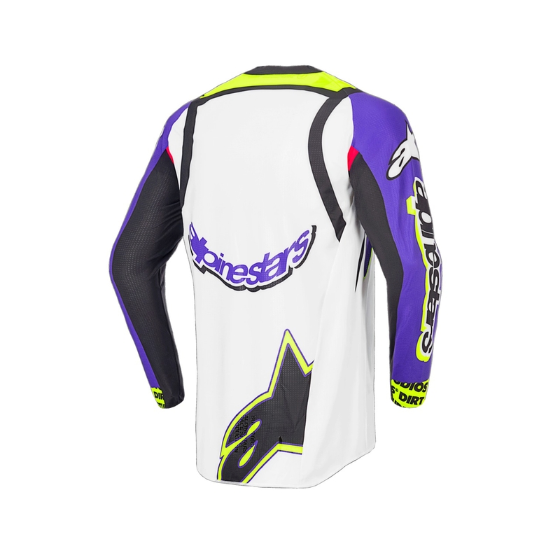 Alpinestars Supertech SX rajoitettu painos Dirt Studios valkoinen-violetti-pinkki-fluokeltainen motocross trikoo