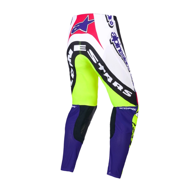 Alpinestars Supertech rajoitettu painos Dirt Studios valkoinen-violetti-pinkki-fluokeltaiset motocross-housut