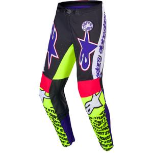 Alpinestars Supertech rajoitettu painos Dirt Studios valkoinen-violetti-pinkki-fluokeltaiset motocross-housut