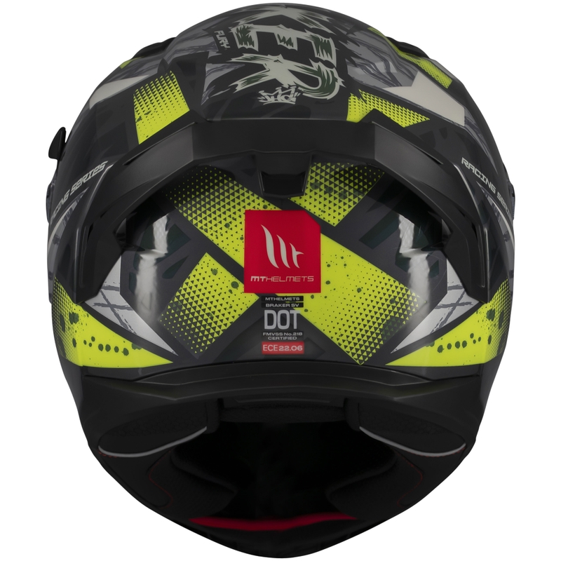 MT Braker SV Fury harmaa-fluo-keltainen integraalinen moottoripyöräilykypärä