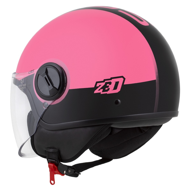 Avoin moottoripyöräilykypärä ZED C35 pinkki-musta