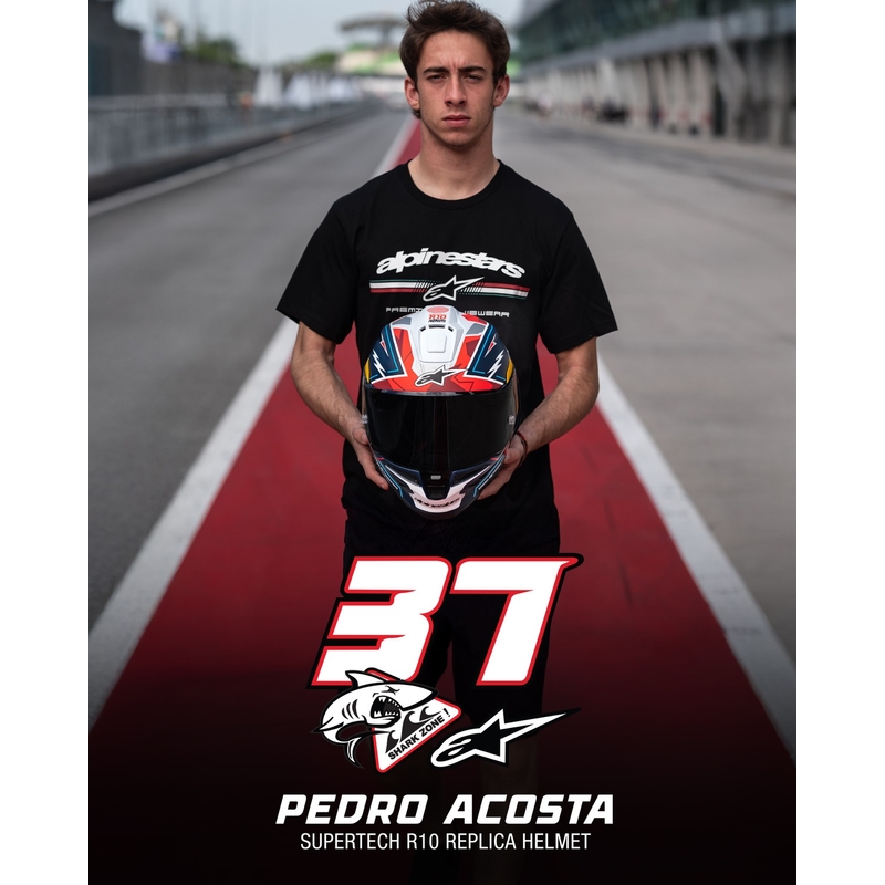 Alpinestars Supertech R-10 rajoitettu painos Pedro Acosta matta sininen-punainen-valkoinen integraali moottoripyöräilykypärä