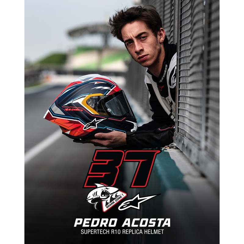 Alpinestars Supertech R-10 rajoitettu painos Pedro Acosta matta sininen-punainen-valkoinen integraali moottoripyöräilykypärä