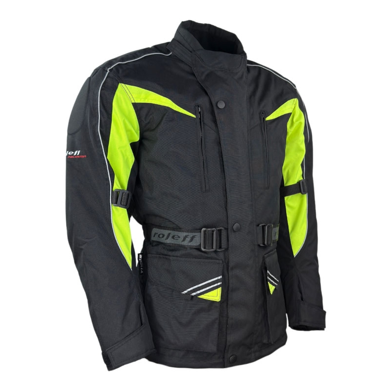 Moottoripyörätakki Roleff Kodra musta-fluokokeltainen