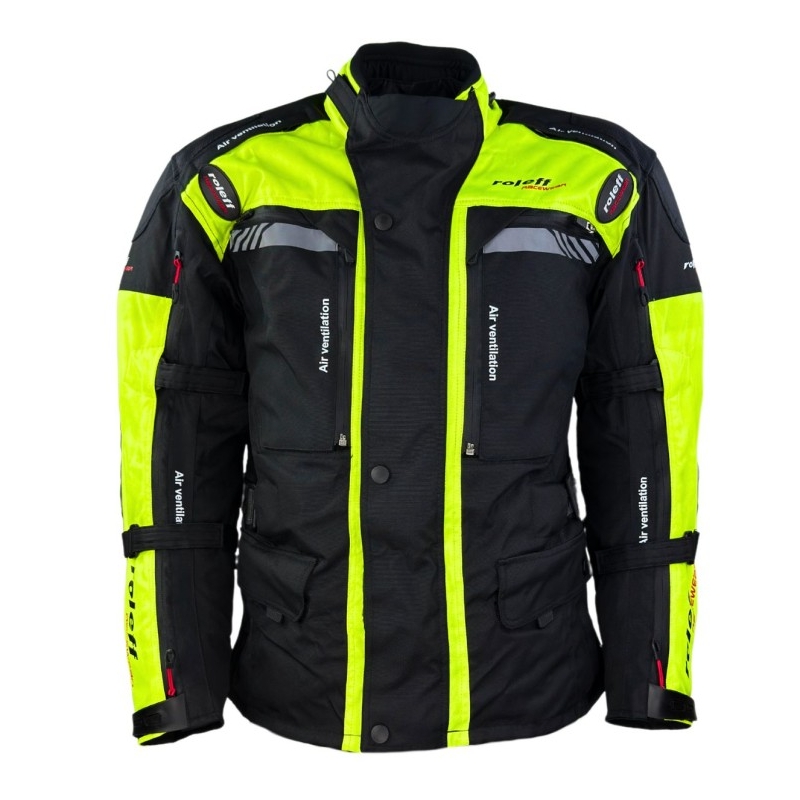 Moottoripyörätakki Roleff Kodra Enduro musta-fluo keltainen