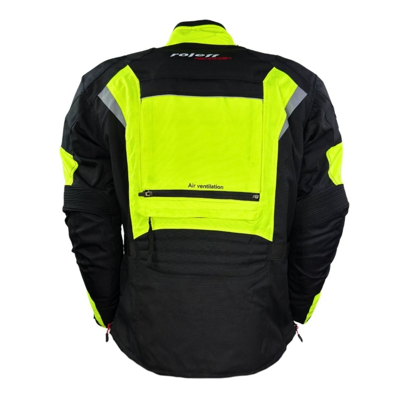 Moottoripyörätakki Roleff Kodra Enduro musta-fluo keltainen