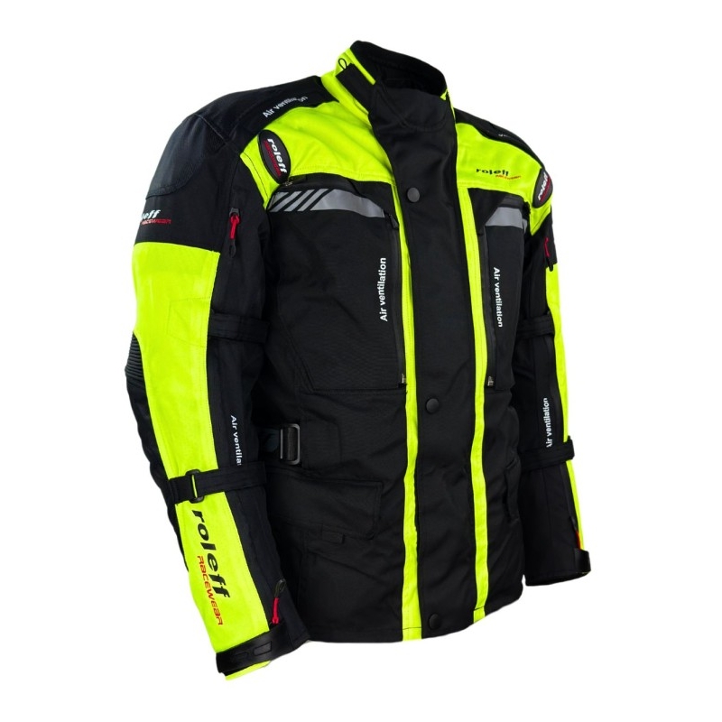 Moottoripyörätakki Roleff Kodra Enduro musta-fluo keltainen