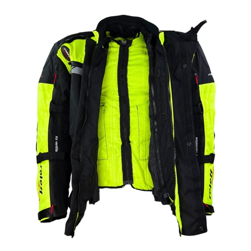 Moottoripyörätakki Roleff Kodra Enduro musta-fluo keltainen