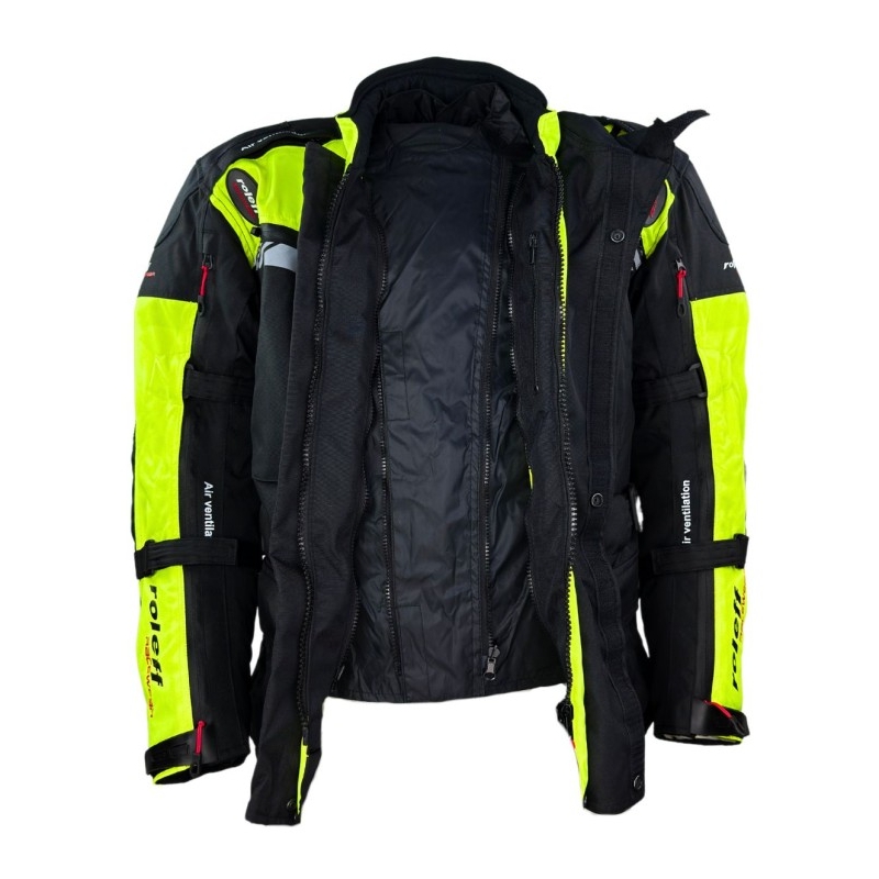 Moottoripyörätakki Roleff Kodra Enduro musta-fluo keltainen