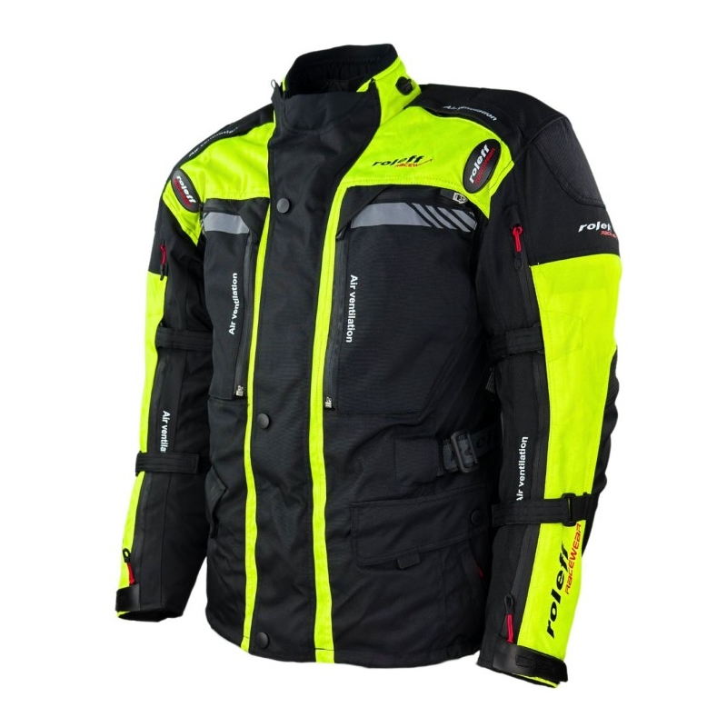 Moottoripyörätakki Roleff Kodra Enduro musta-fluo keltainen