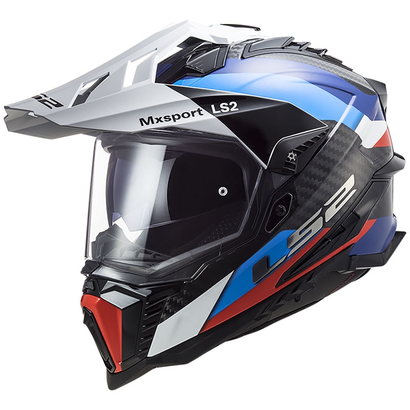 Enduro moottoripyöräilykypärä LS2 MX701 C Explorer Frontier musta-sininen