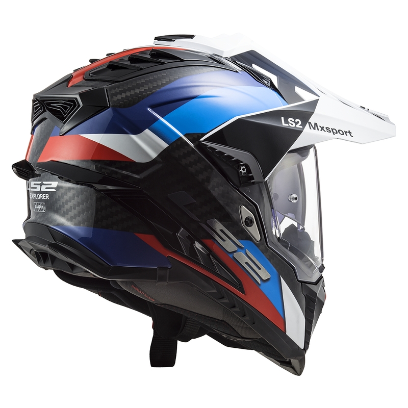 Enduro moottoripyöräilykypärä LS2 MX701 C Explorer Frontier musta-sininen