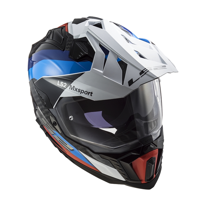 Enduro moottoripyöräilykypärä LS2 MX701 C Explorer Frontier musta-sininen