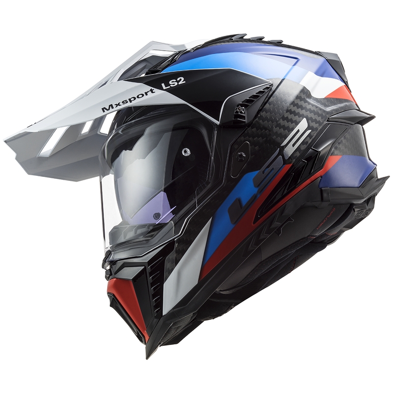 Enduro moottoripyöräilykypärä LS2 MX701 C Explorer Frontier musta-sininen