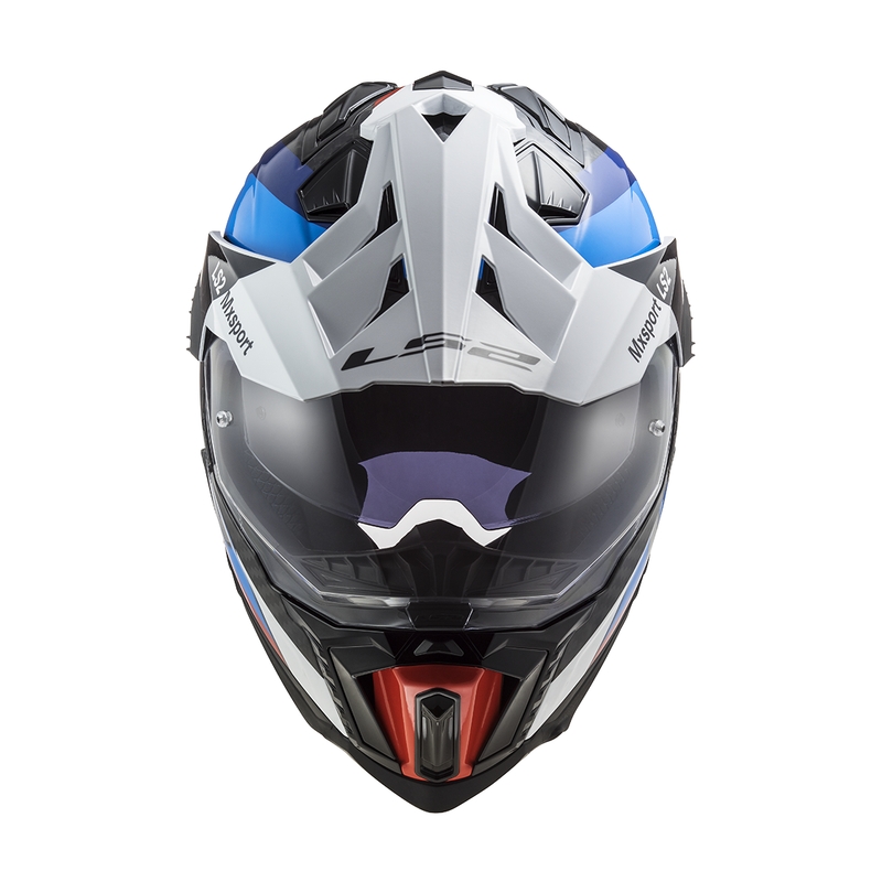 Enduro moottoripyöräilykypärä LS2 MX701 C Explorer Frontier musta-sininen
