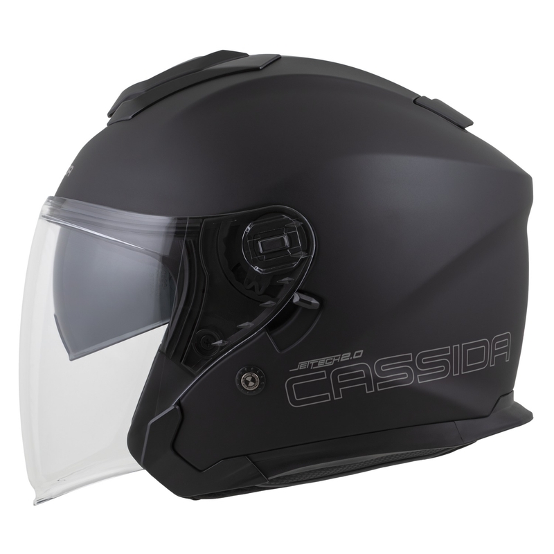 Cassida Jet Tech 2.0 Solid Matte Black-Grey Avoin moottoripyöräilykypärä