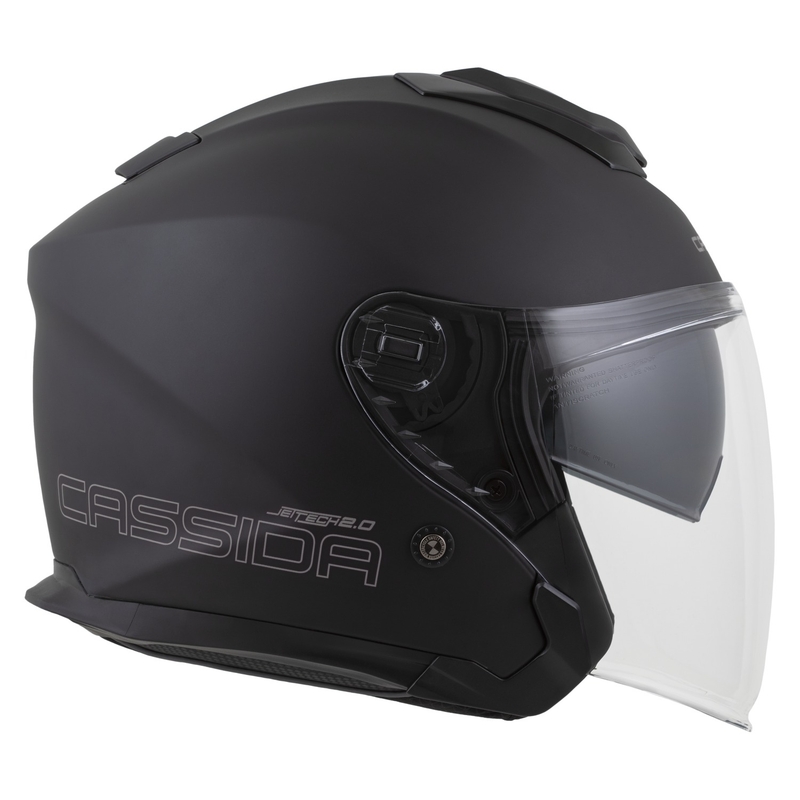 Cassida Jet Tech 2.0 Solid Matte Black-Grey Avoin moottoripyöräilykypärä