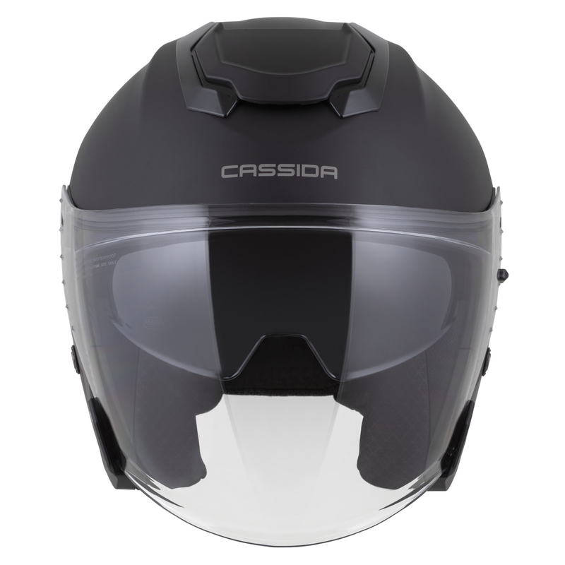 Cassida Jet Tech 2.0 Solid Matte Black-Grey Avoin moottoripyöräilykypärä