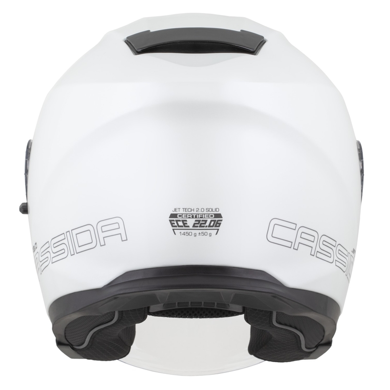Cassida Jet Tech 2.0 Solid White-Black-Grey Avoin moottoripyöräilykypärä